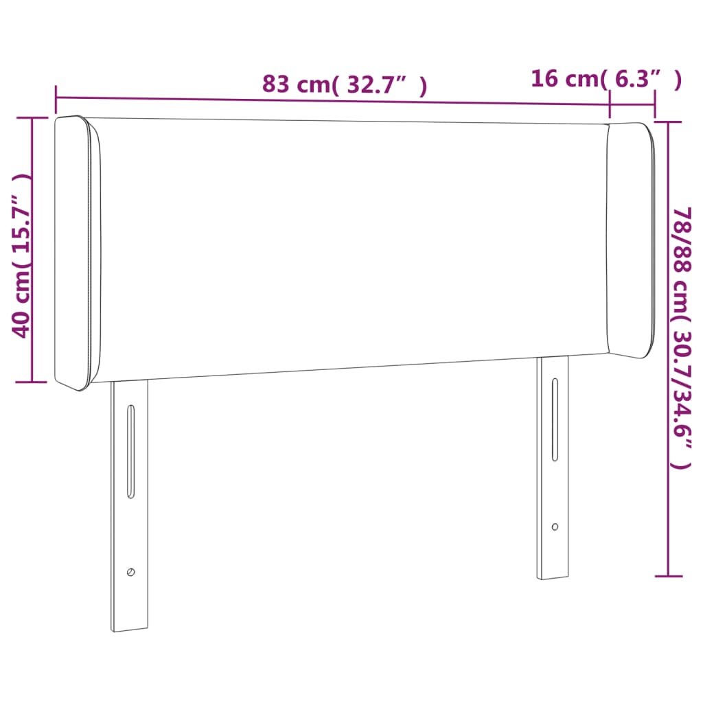 vidaXL sengegavl med kanter 83x16x78/88 cm kunstlæder sort