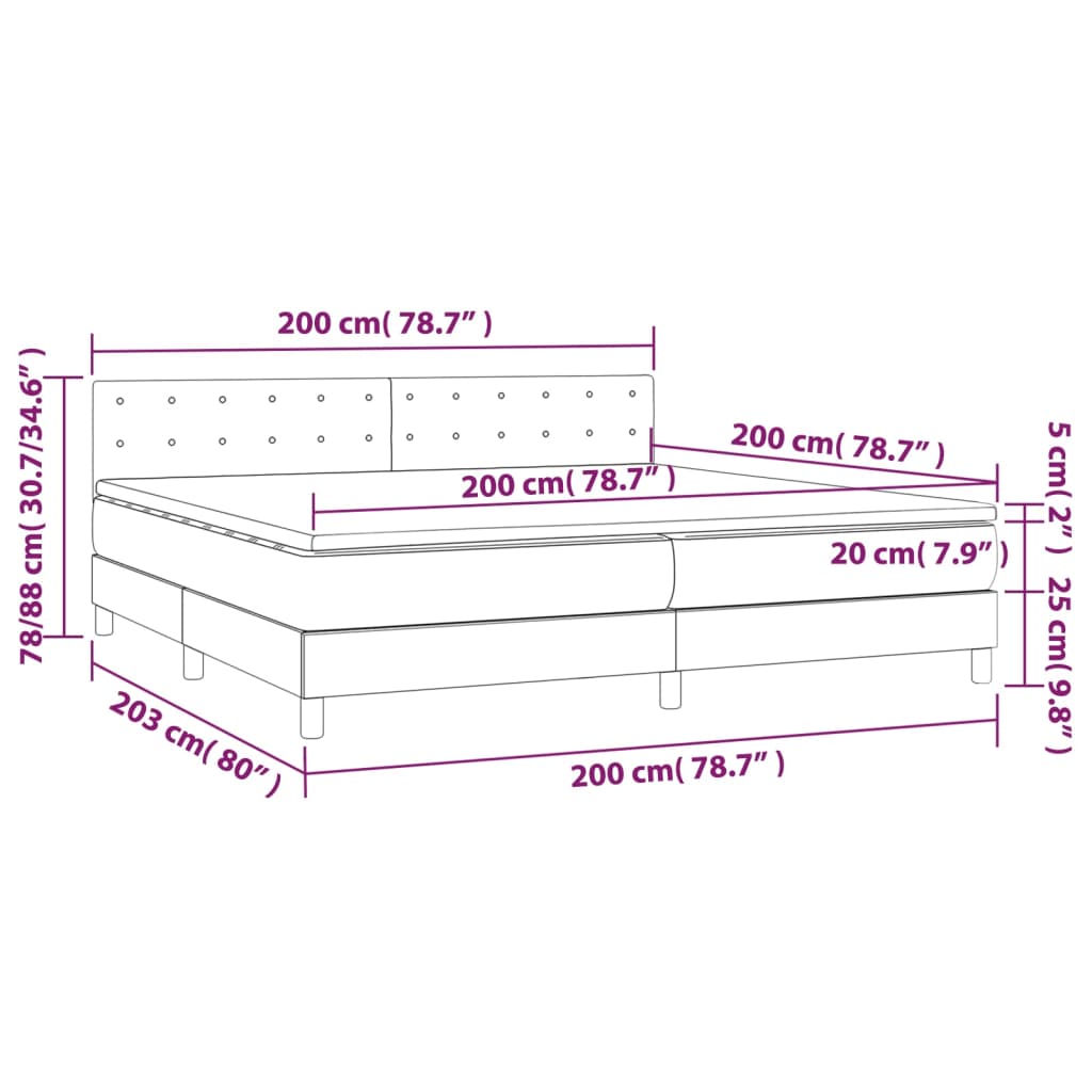 vidaXL kontinentalseng med madras 200x200 cm stof cremefarvet