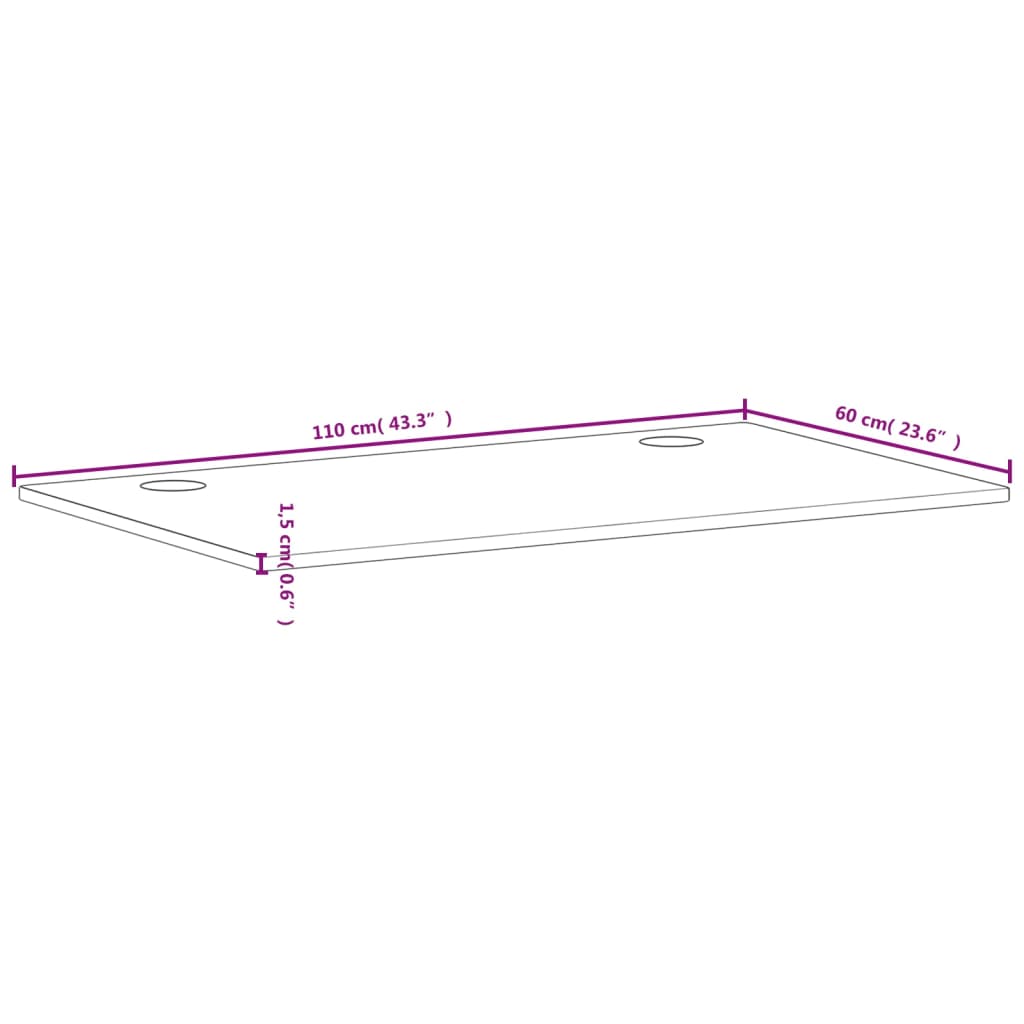 vidaXL skrivebordsplade 110x60x1,5 cm massivt bøgetræ