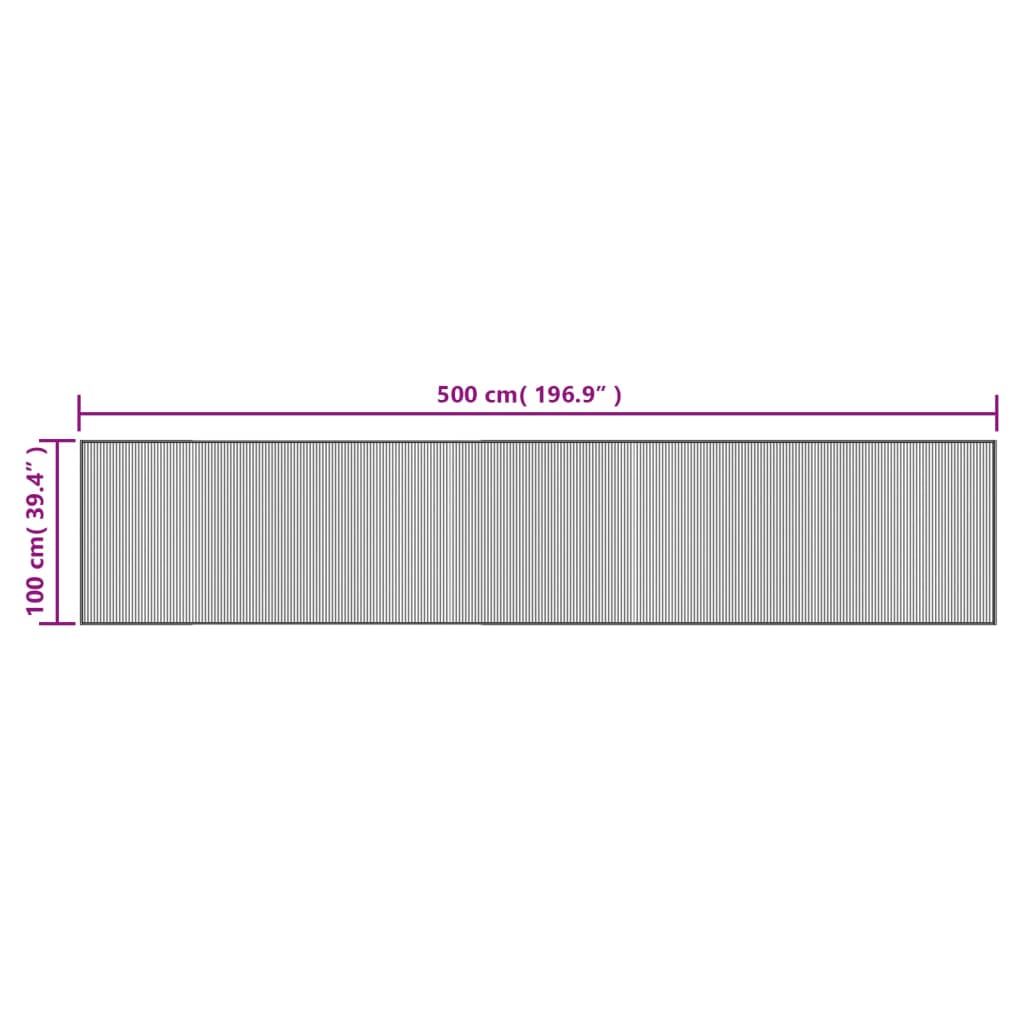 vidaXL gulvtæppe 100x500 cm rektangulær bambus brun