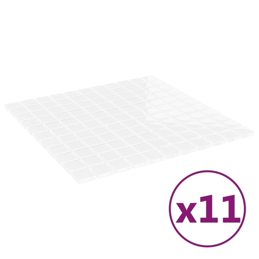 vidaXL mosaikfliser 11 stk. 30x30 cm glas hvid