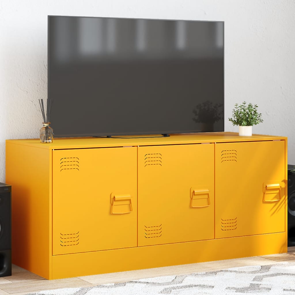 vidaXL tv-bord 99x39x44 cm stål sennepsgul