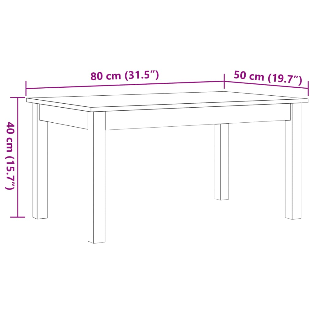 vidaXL sofabord 80x50x40 cm massivt fyrretræ gyldenbrun