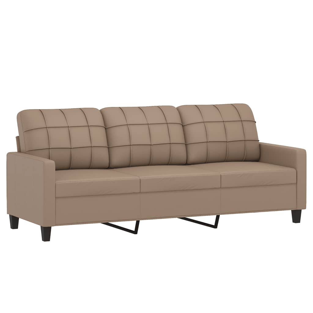 vidaXL 3-personers sofa med fodskammel 180 cm kunstlæder cappuccino