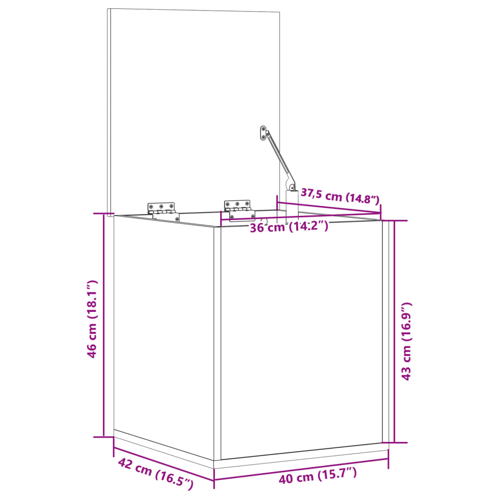 vidaXL opbevaringsboks 40x42x46 cm konstrueret træ betongrå