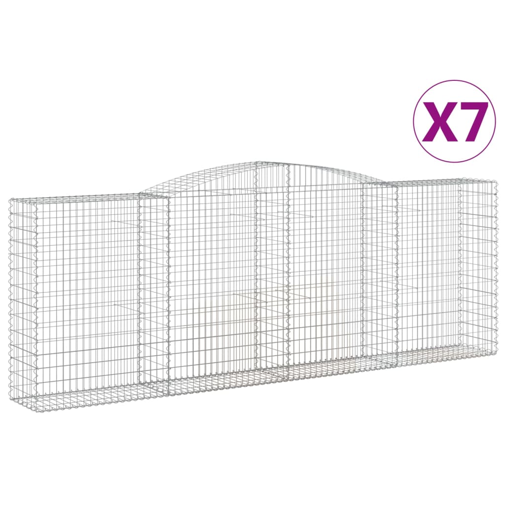 vidaXL buede gabionkurve 7 stk. 400x50x140/160 cm galvaniseret jern