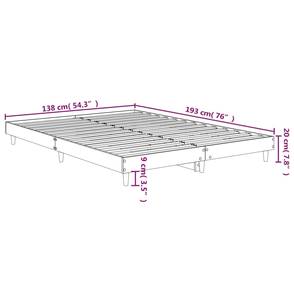 vidaXL sengestel 135x190 cm konstrueret træ sort