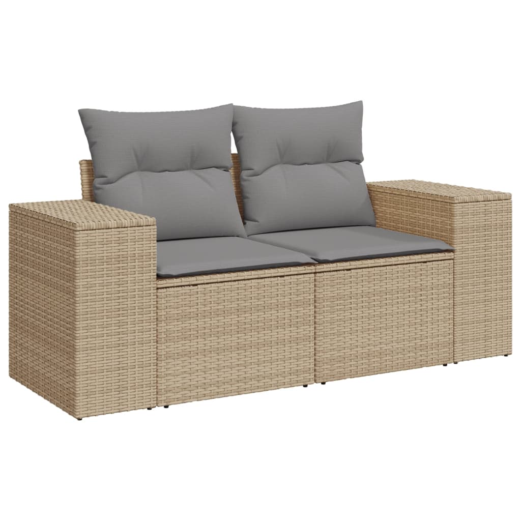 vidaXL 2-personers havesofa med hynder polyrattan beige