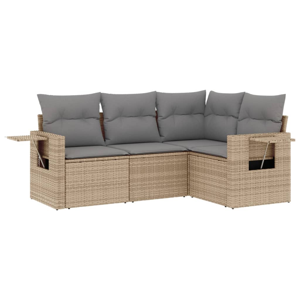 vidaXL sofasæt til haven 4 dele med hynder polyrattan beige