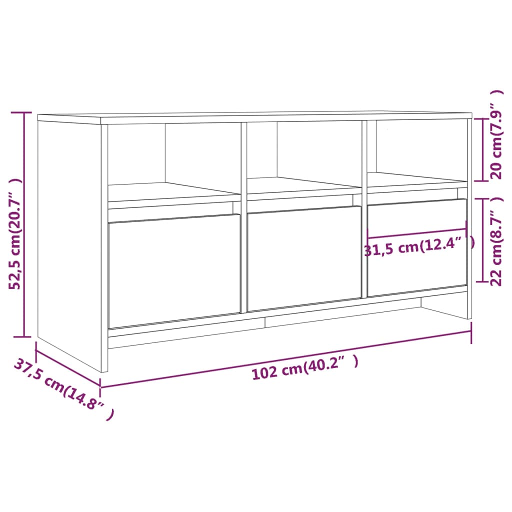 vidaXL tv-bord 102x37,5x52,5 cm konstrueret træ betongrå