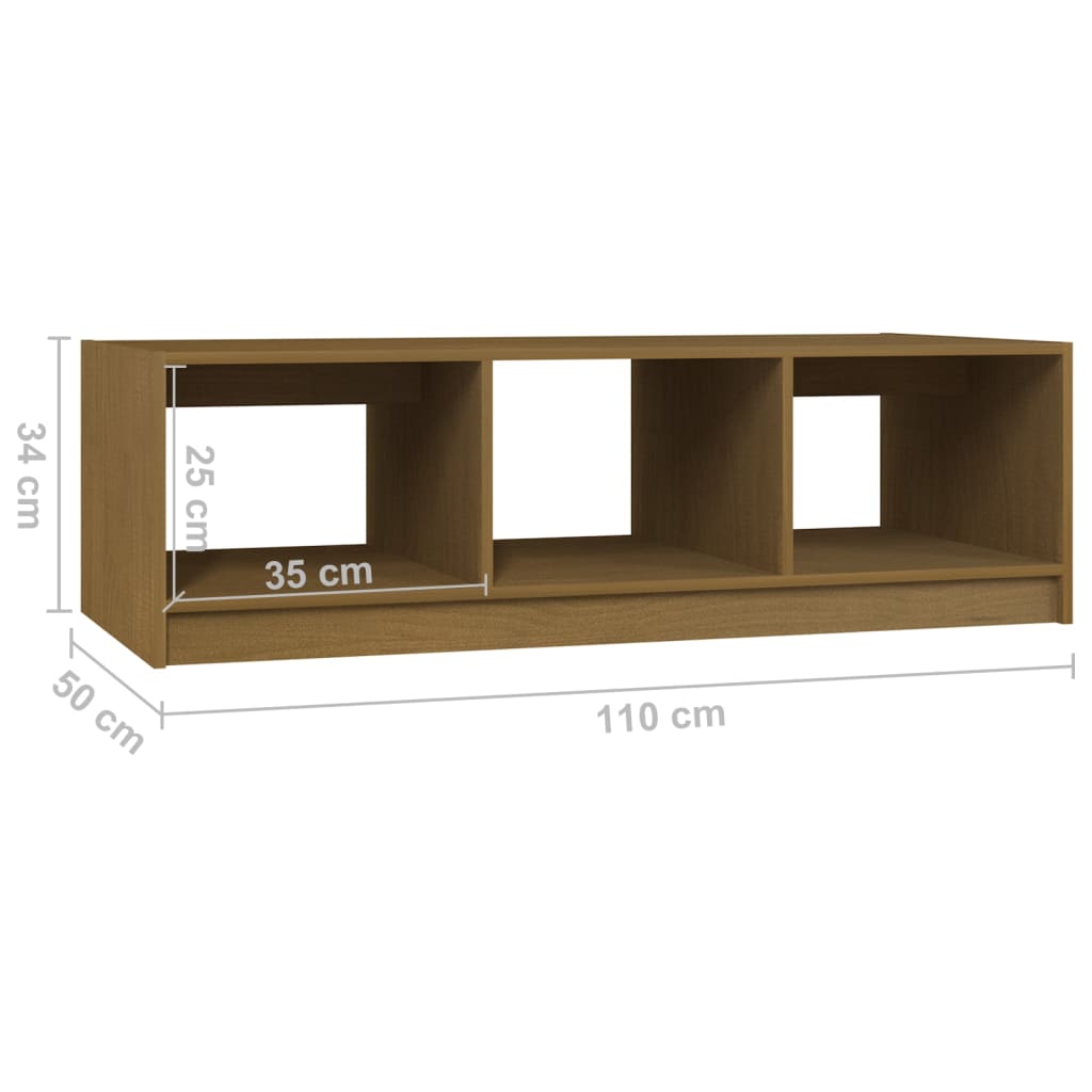 vidaXL sofabord 110x50x34 cm massivt fyrretræ honningbrun