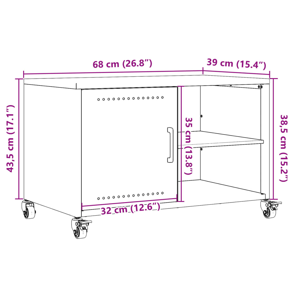 vidaXL tv-bord 68x39x43,5 cm koldvalset stål olivengrøn