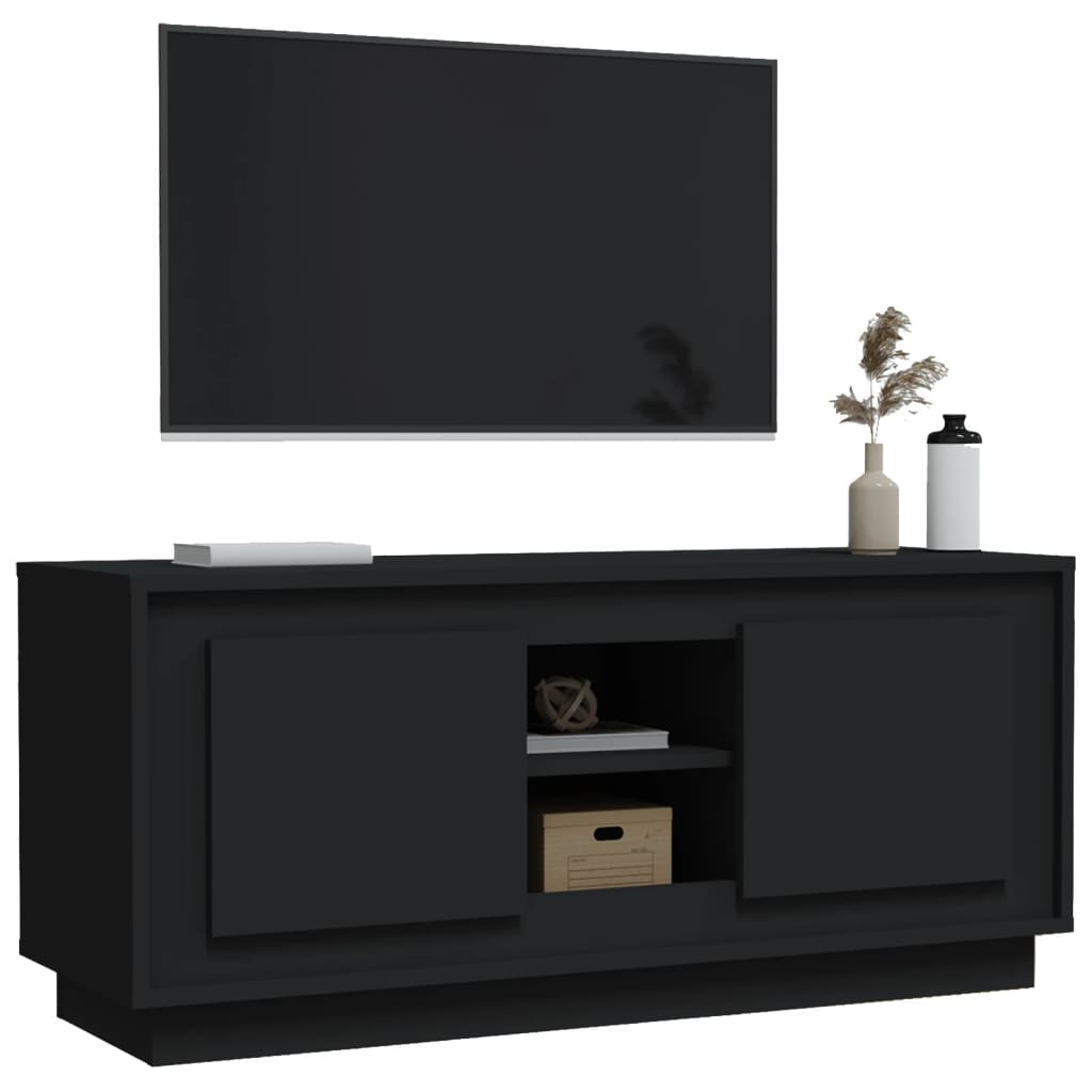 vidaXL tv-bord 102x35x45 cm konstrueret træ sort