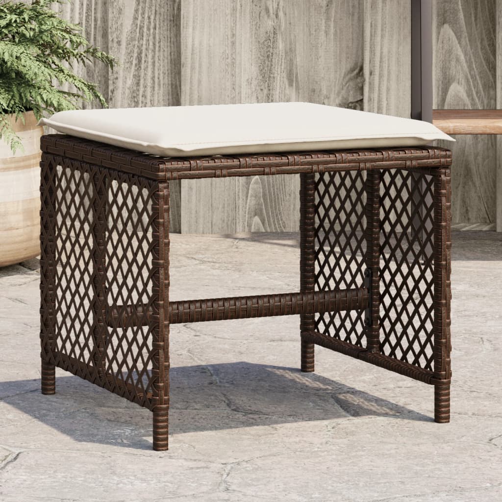 vidaXL haveskamler 4 stk. med hynder 41x41x36 cm polyrattan brun