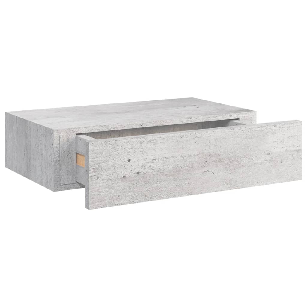 vidaXL væghylde med skuffe 40x23,5x10 cm MDF betongrå