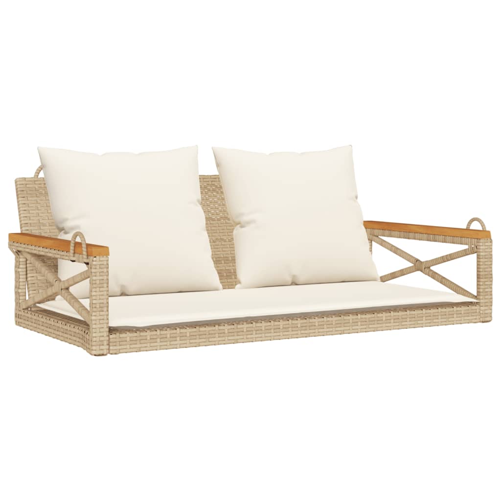 vidaXL havebænk med hynder 109x62x40 cm polyrattan beige