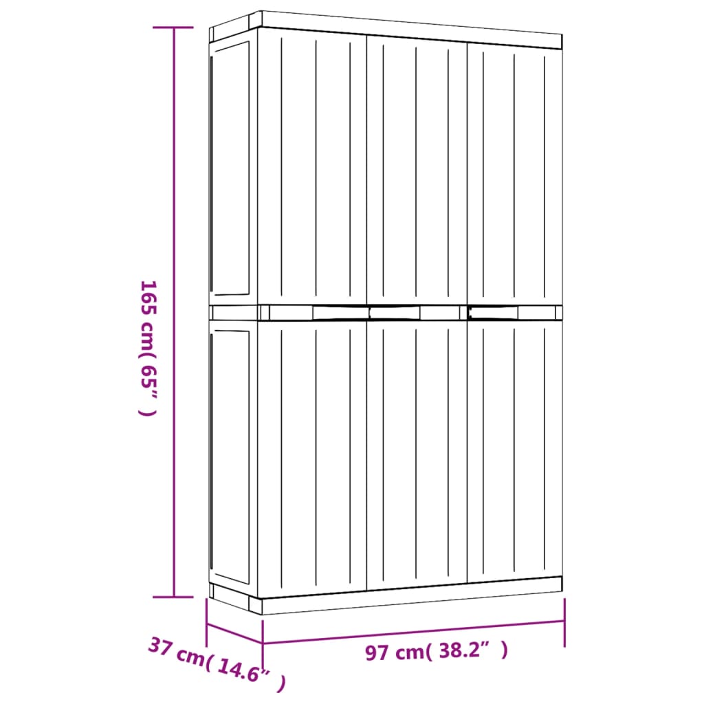 vidaXL haveskab 97x37x165 cm PP grå og sort