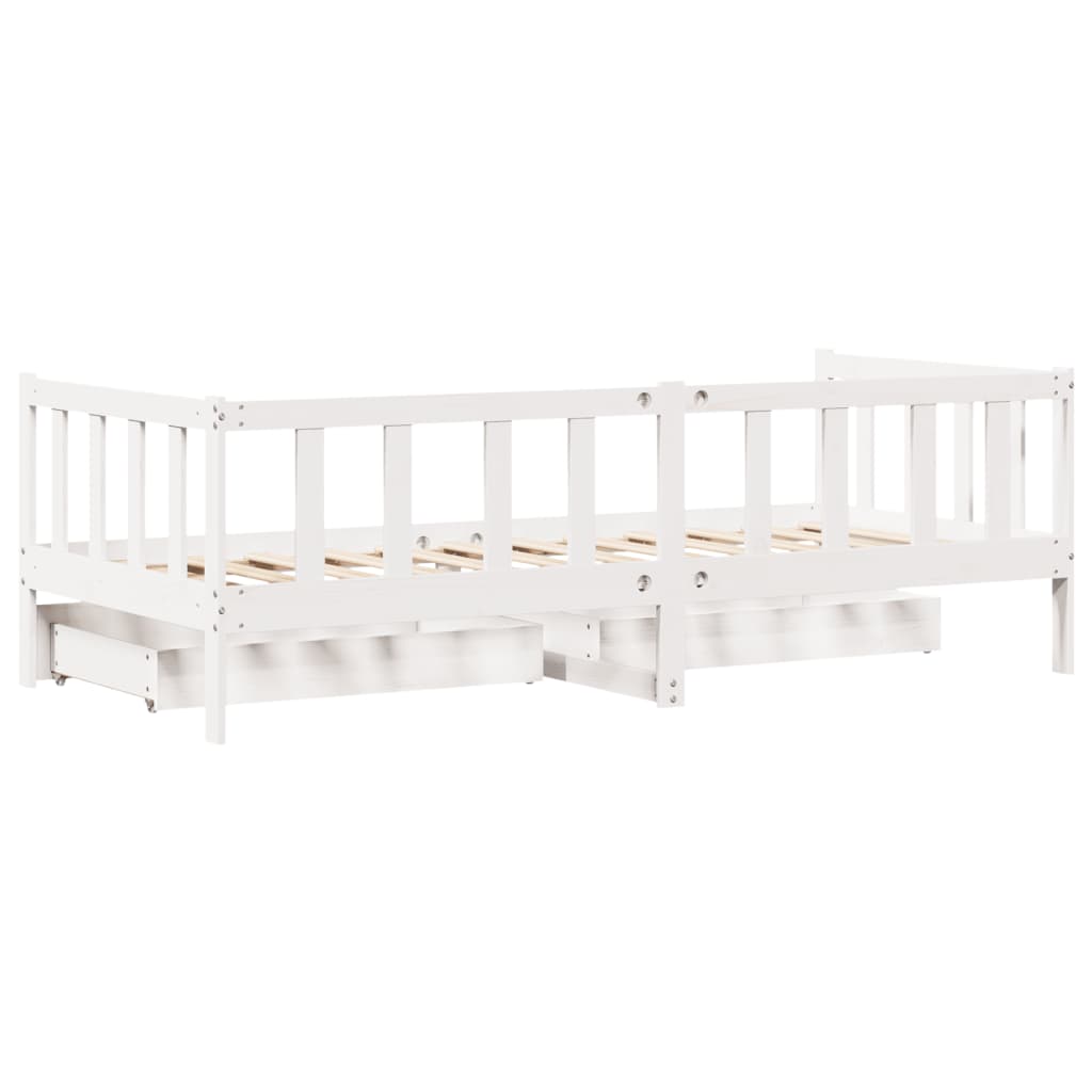 vidaXL daybed med skuffer 90x190 cm massivt fyrretræ hvid