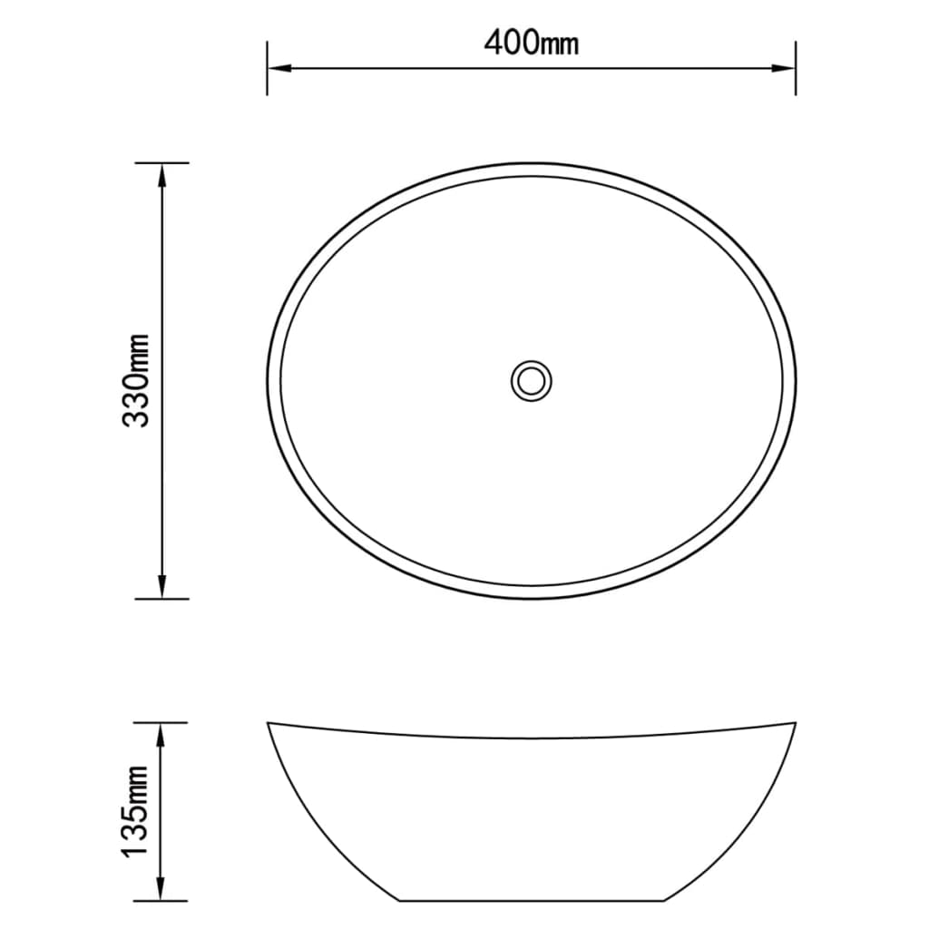 vidaXL luksuriøs håndvask 40x33 cm keramisk oval mat mørkegrøn