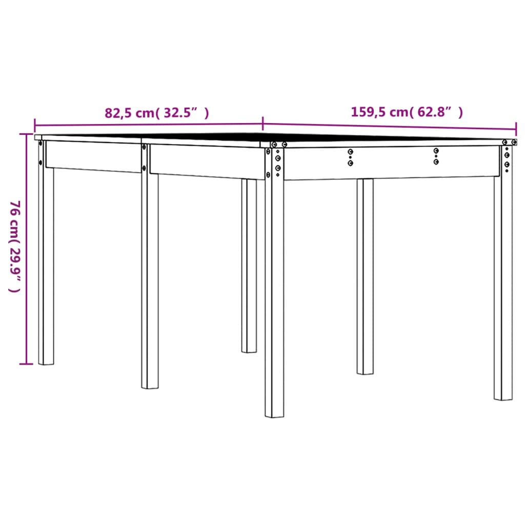 vidaXL havebord 159,5x82,5x76 cm massivt douglasgran