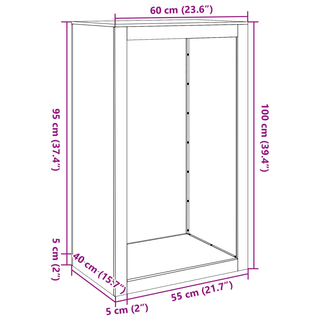 vidaXL brændestativ 60x40x100 cm stål sort