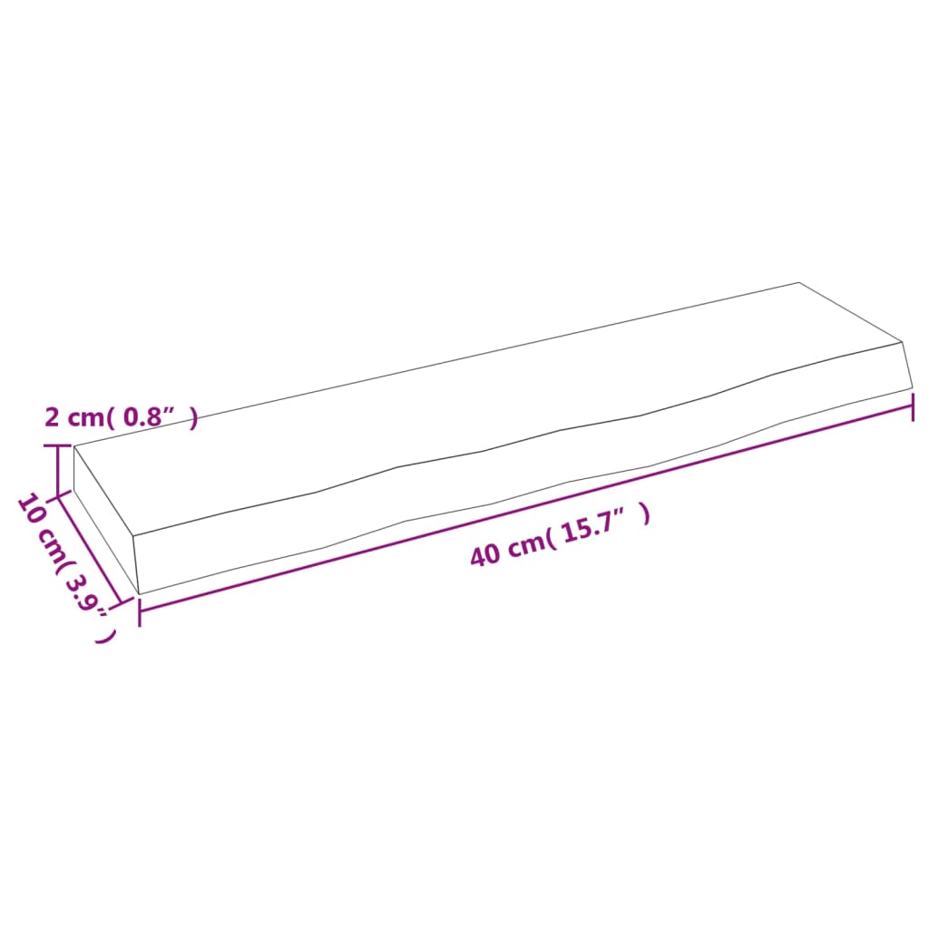 vidaXL væghylde 40x10x2 cm behandlet massivt egetræ lysebrun