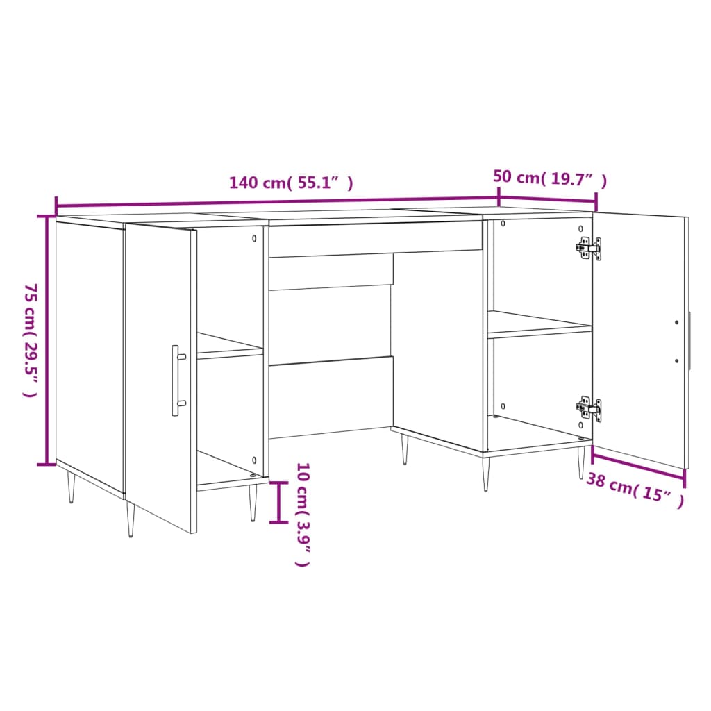 vidaXL skrivebord 140x50x75 cm konstrueret træ hvid