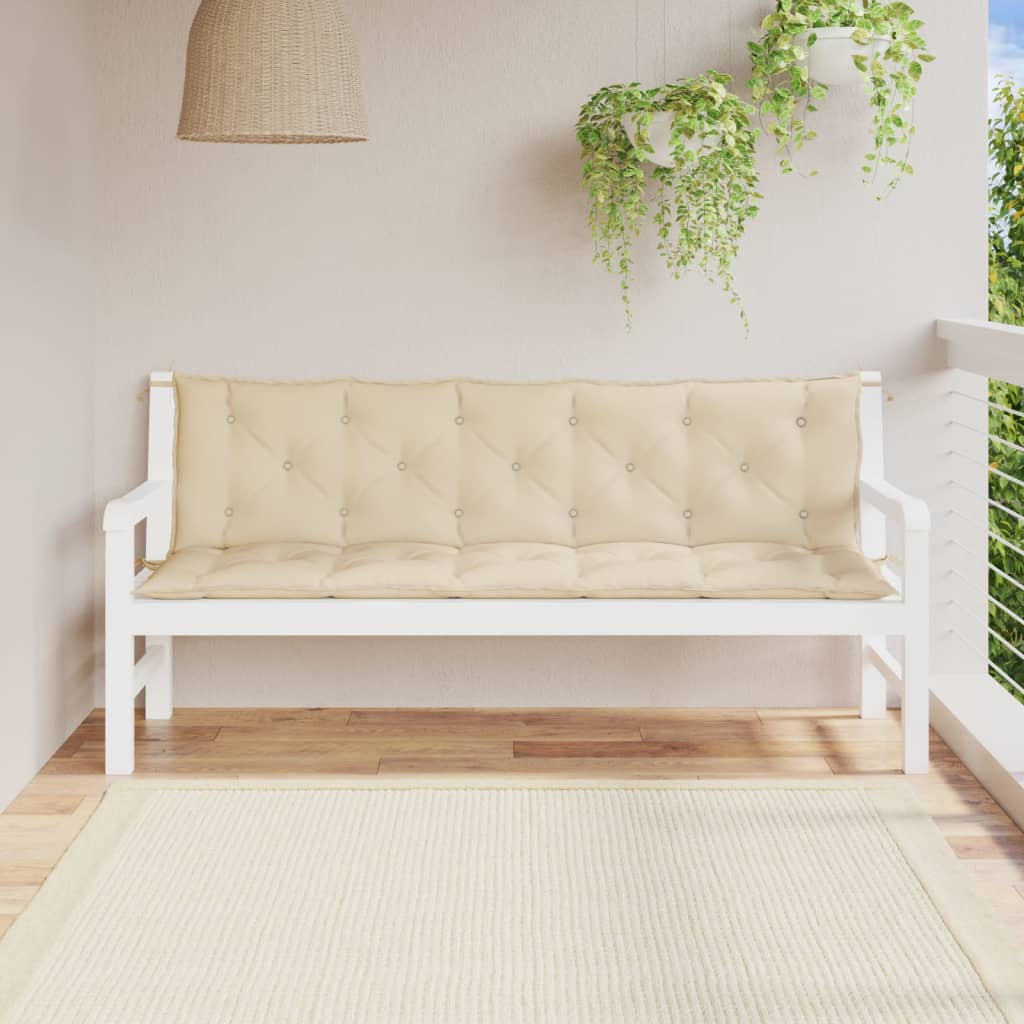 vidaXL hynder til havebænk 2 stk. 180x50x7 cm oxfordstof beige