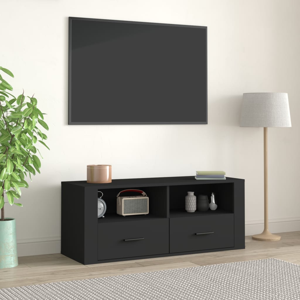 vidaXL tv-bord 100x35x40 cm konstrueret træ sort