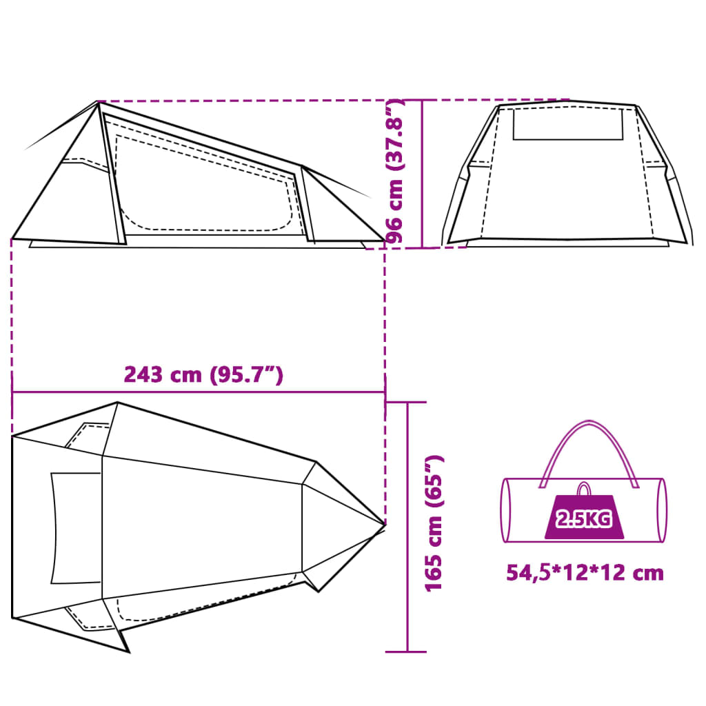 vidaXL 2-personers campingtelt vandtæt blå