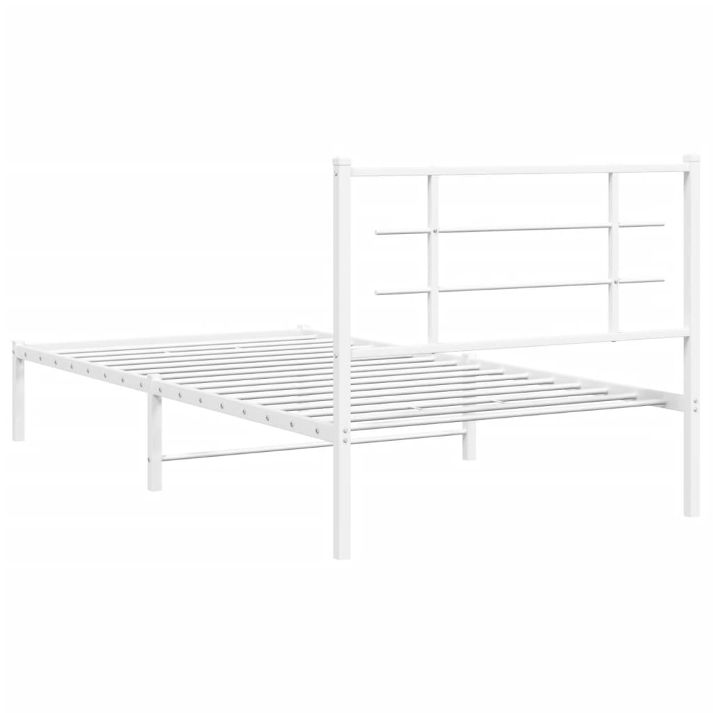 vidaXL sengeramme med sengegavl 100x200 cm metal hvid