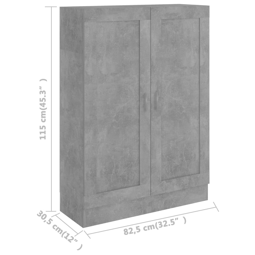 vidaXL bogskab 82,5x30,5x115 cm konstrueret træ betongrå