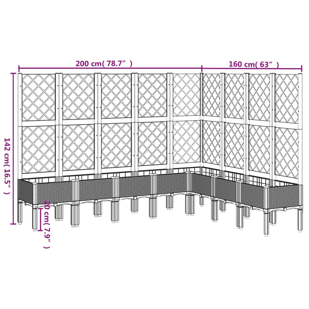 vidaXL plantekasse med espalier 200x160x142 cm PP hvid