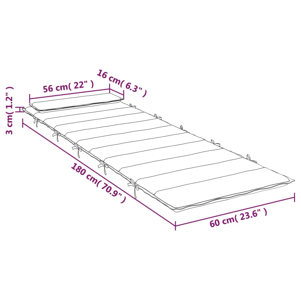 vidaXL hynde til liggestol 180x60x3 cm oxfordstof grøn