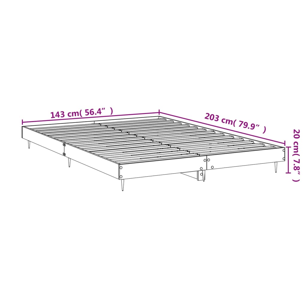 vidaXL sengestel 140x200 cm massivt træ sort