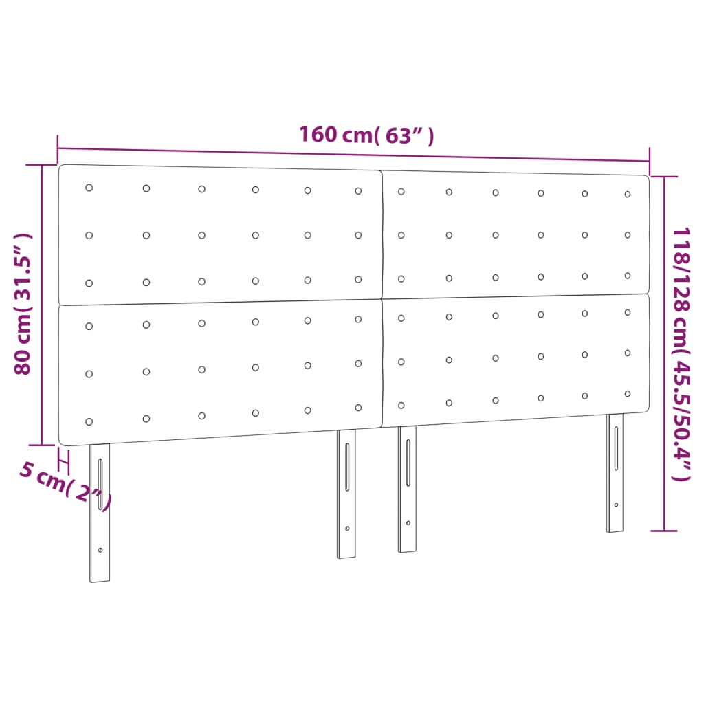 vidaXL sengegavl med LED-lys 160x5x118/128 cm stof sort