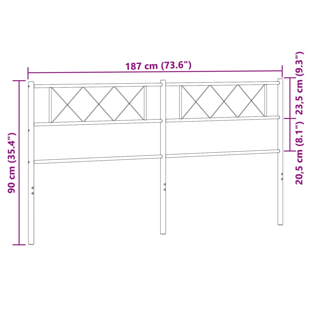 vidaXL sengegavl 180 cm metal hvid