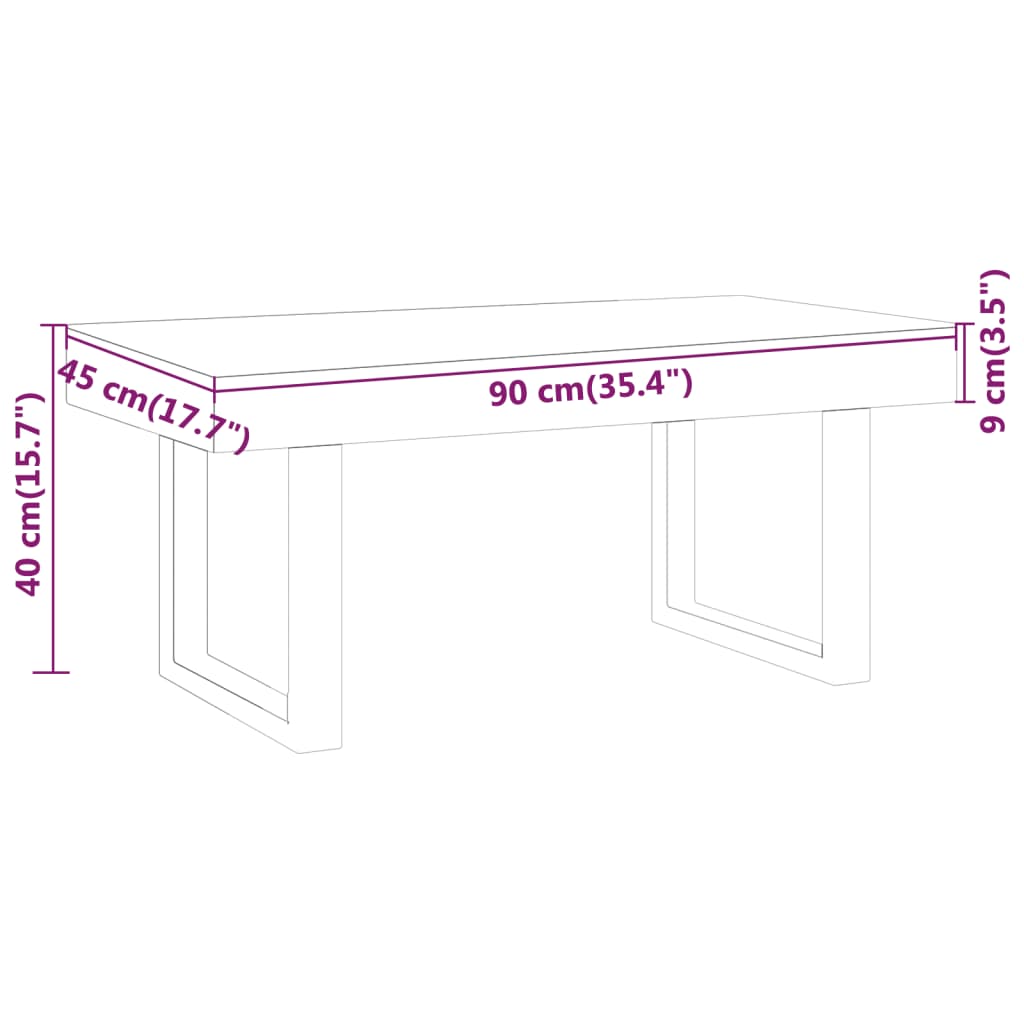 vidaXL sofabord 90x45x40 cm MDF og jern lysebrun og sort