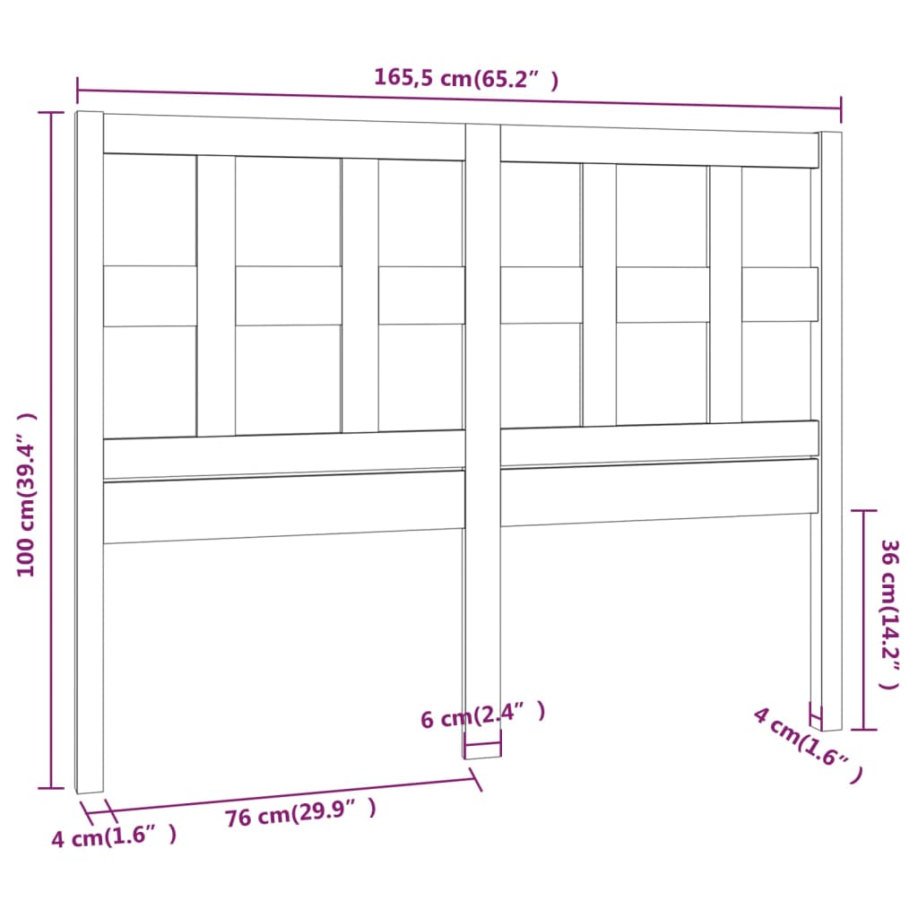 vidaXL sengegærde 165,5x4x100 cm massivt fyrretræ hvid