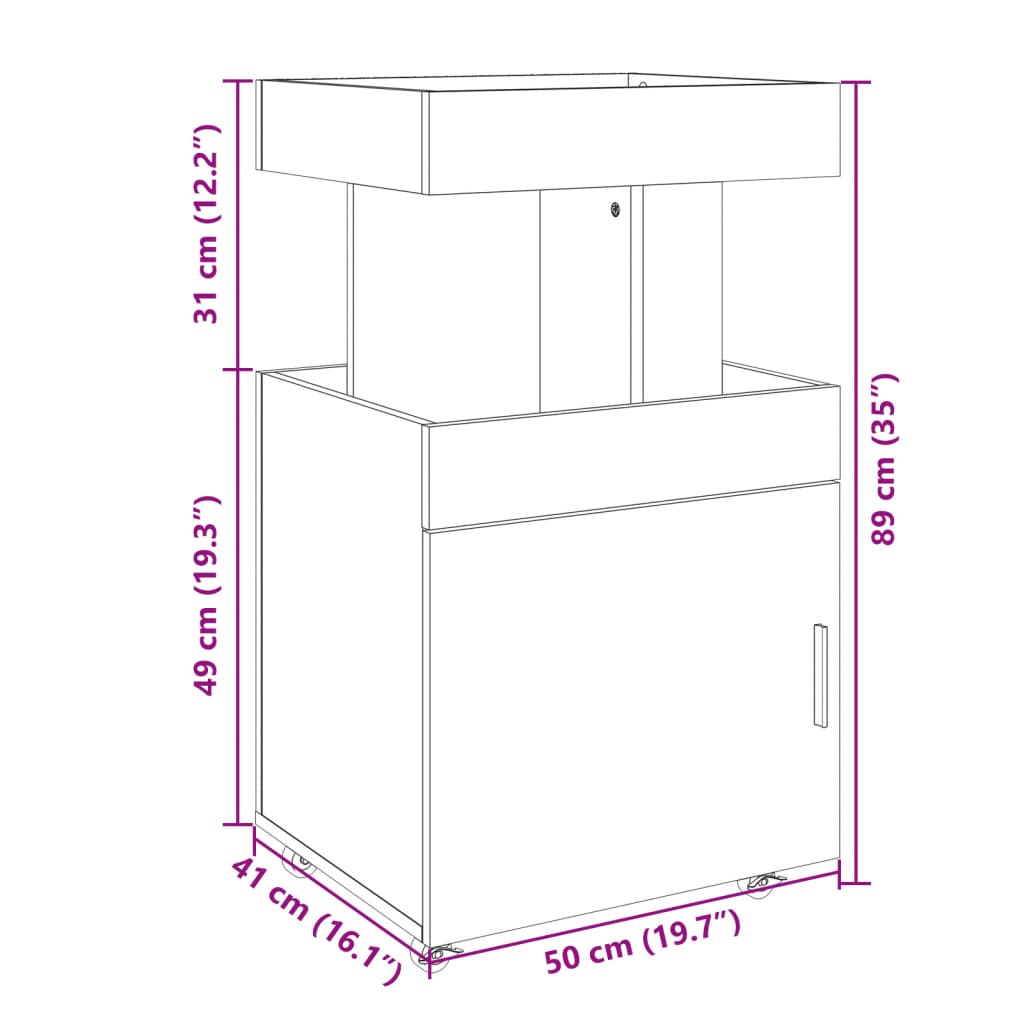 vidaXL barvogn 50x41x89 cm konstrueret træ hvid