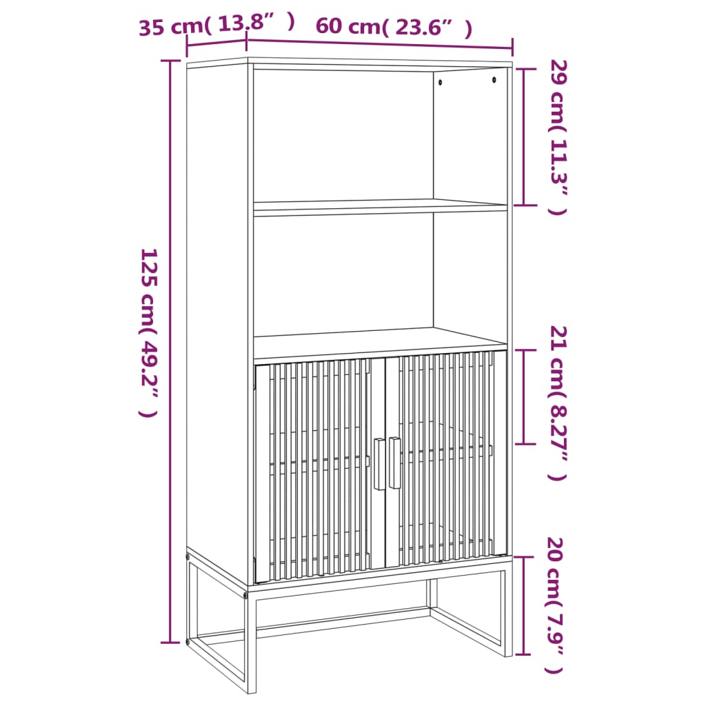 vidaXL højskab 60x35x125 cm konstrueret træ