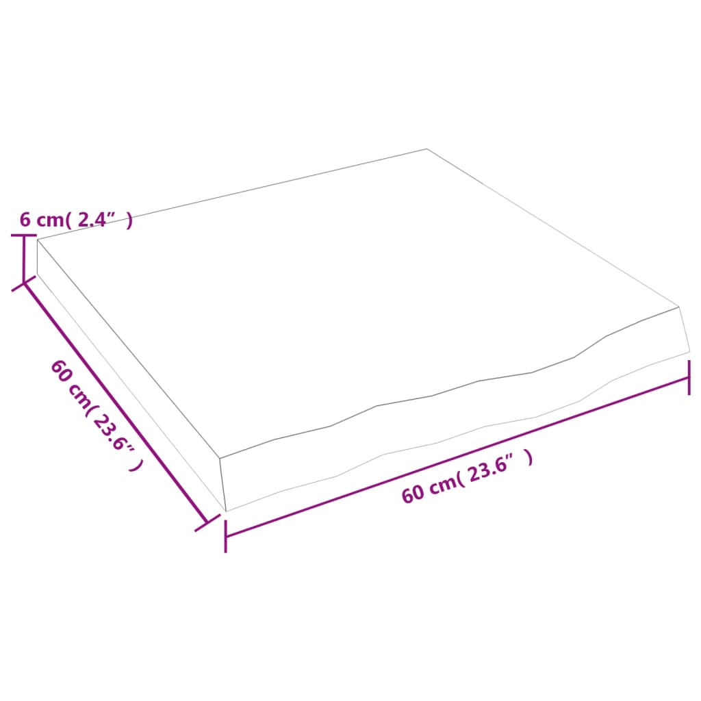 vidaXL bordplade 60x60x(2-6) cm behandlet massivt egetræ mørkebrun