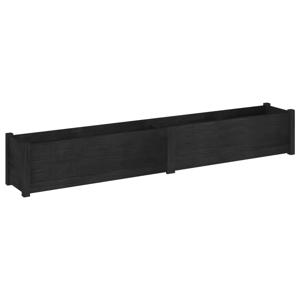 vidaXL plantekasser 2 stk. 200x31x31 cm massivt fyrretræ sort