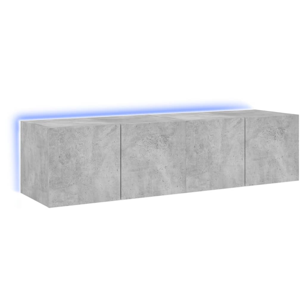 vidaXL væghængte tv-borde 2 stk. med LED-lys 60x35x31 cm betongrå