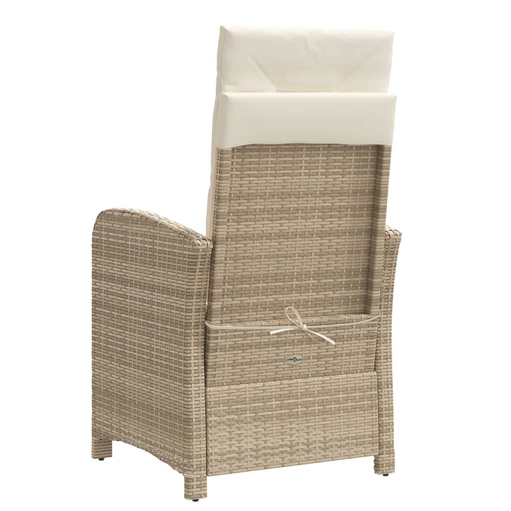 vidaXL havestole 2 stk. med lænefunktion og fodstøtte polyrattan beige