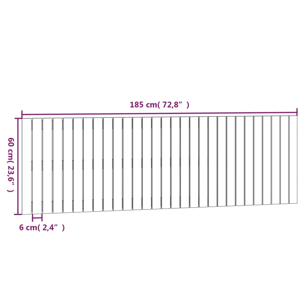 vidaXL sengegavl 185x3x60 cm massivt fyrretræ gyldenbrun