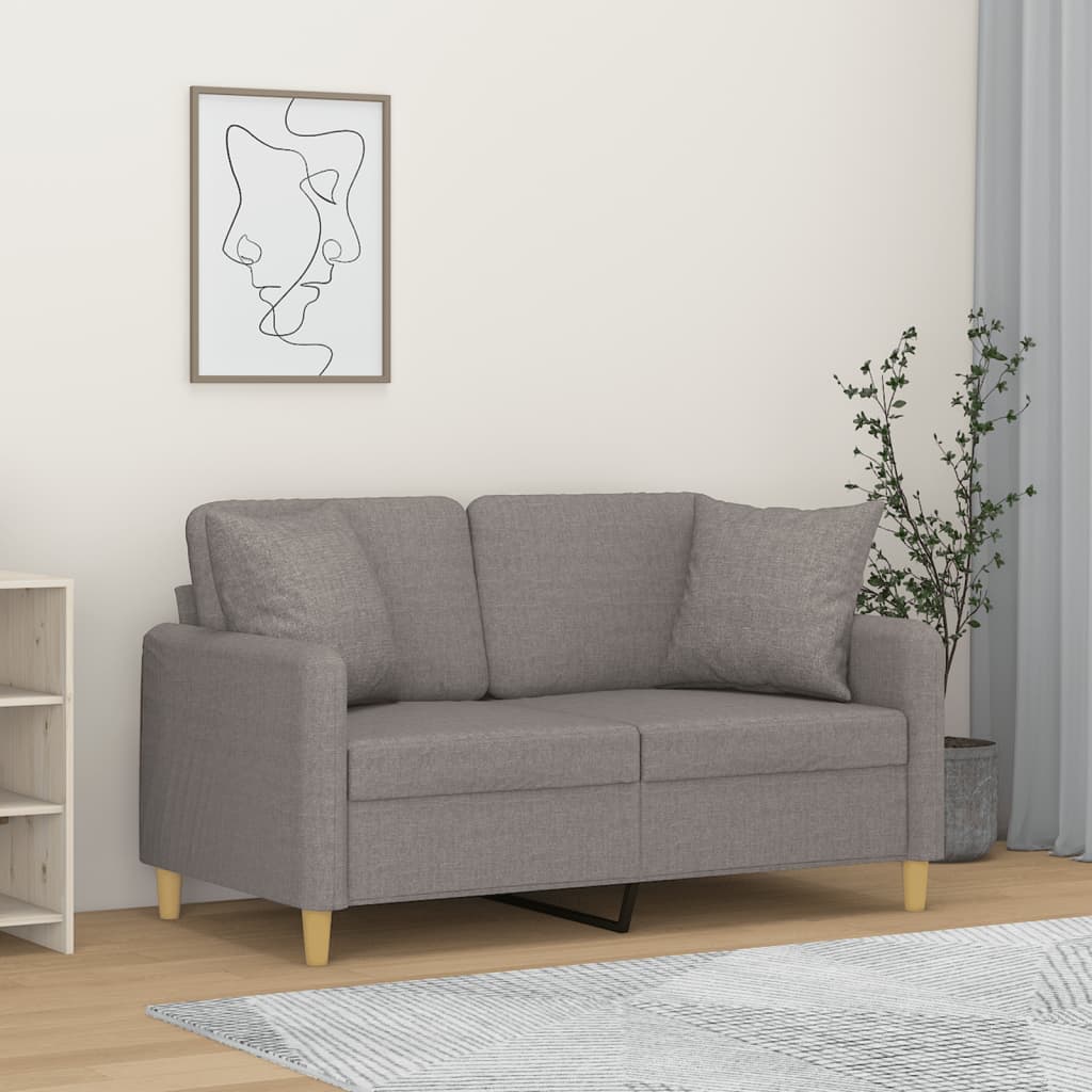 vidaXL 2-personers sofa med pyntepuder 120 cm stof lysegrå