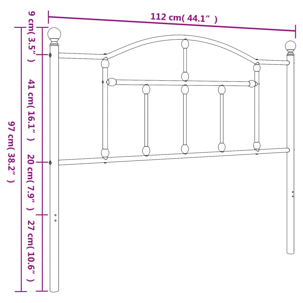 vidaXL sengegavl 107 cm metal hvid