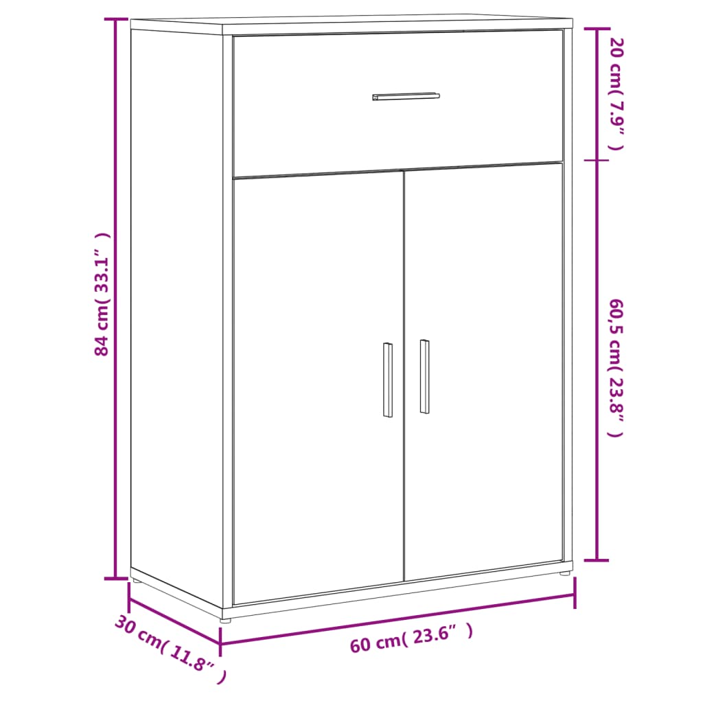 vidaXL skænk 60x30x84 cm konstrueret træ hvid