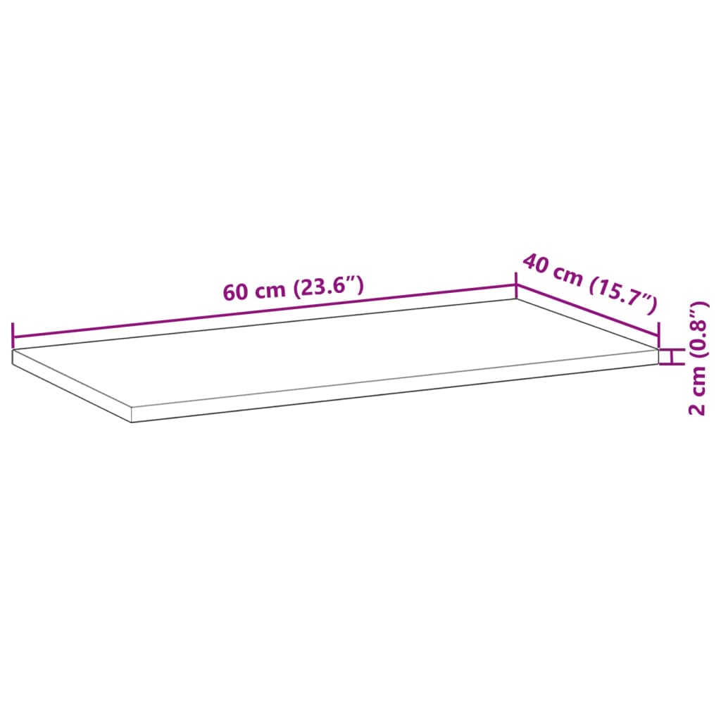 vidaXL bordplade 60x40x2 cm rektangulær massivt akacietræ